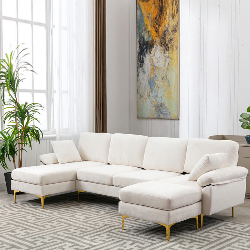 Upholstered Cectional Sofa Ottoman White