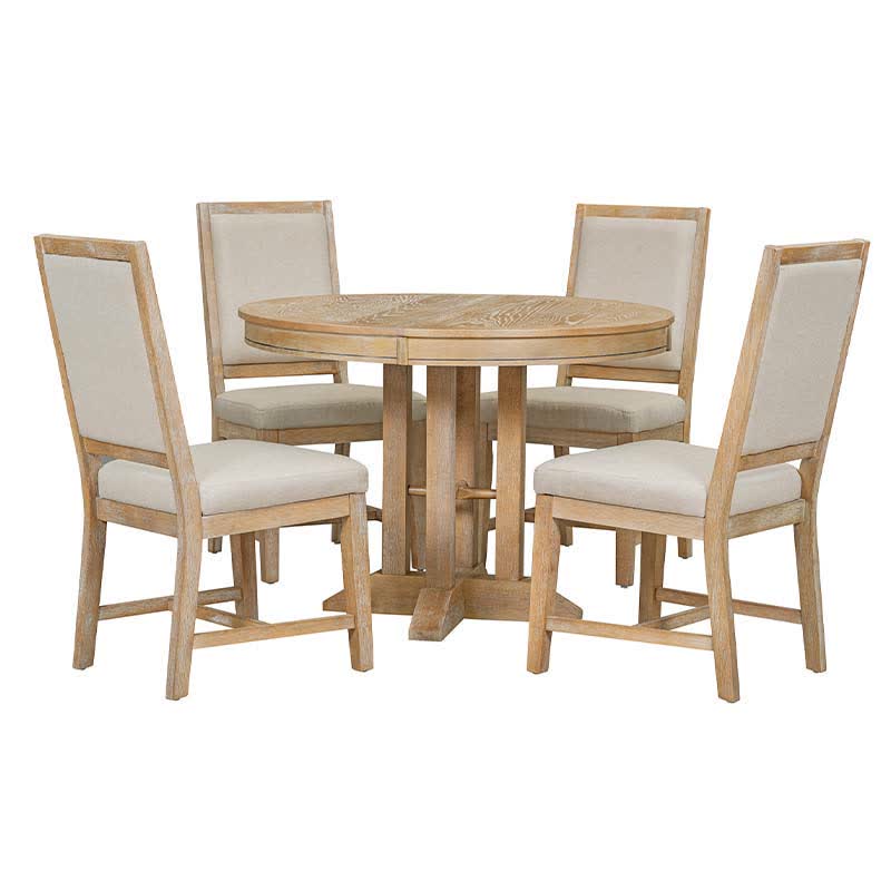 Extendable 42"-58" Round Dining Table Chairs Set