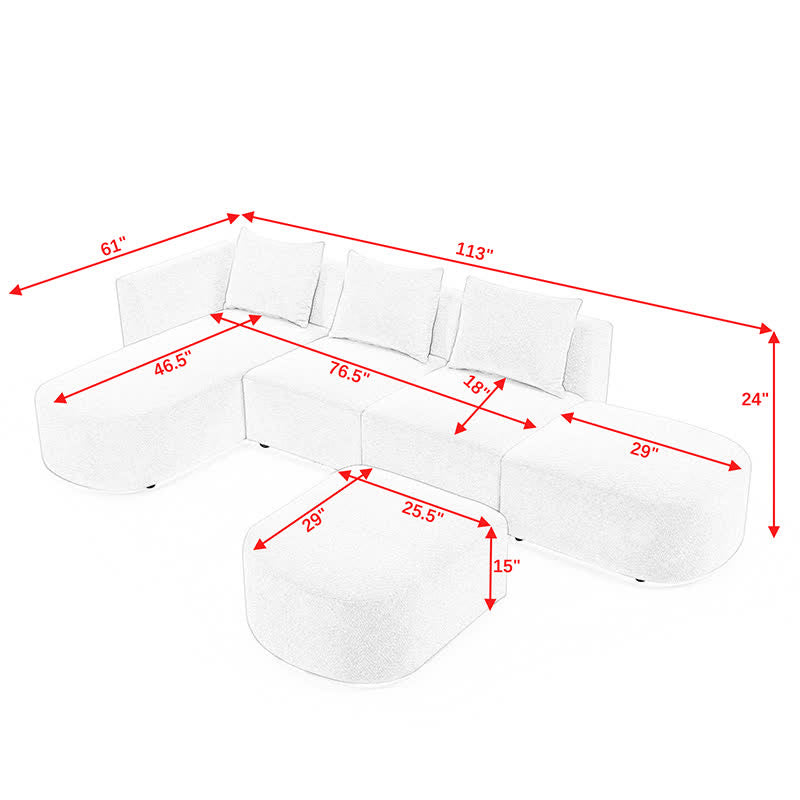 Sectional Sofa Seat Chaises Ottomans Set