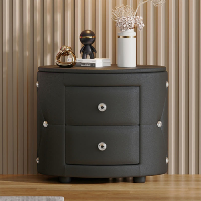 Modern Minimalist Oval Leather Nightstand