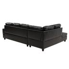 3PCS Sectional Sofa Black Faux Leather - image 6
