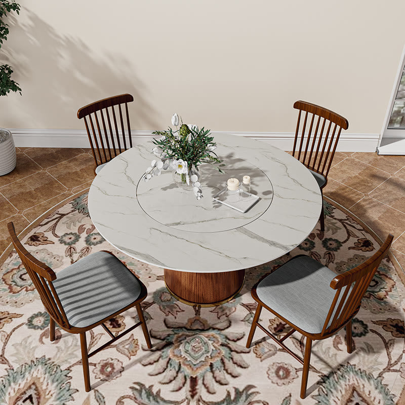 Round Dining Table Bucket Base With Embed Lazy Susan