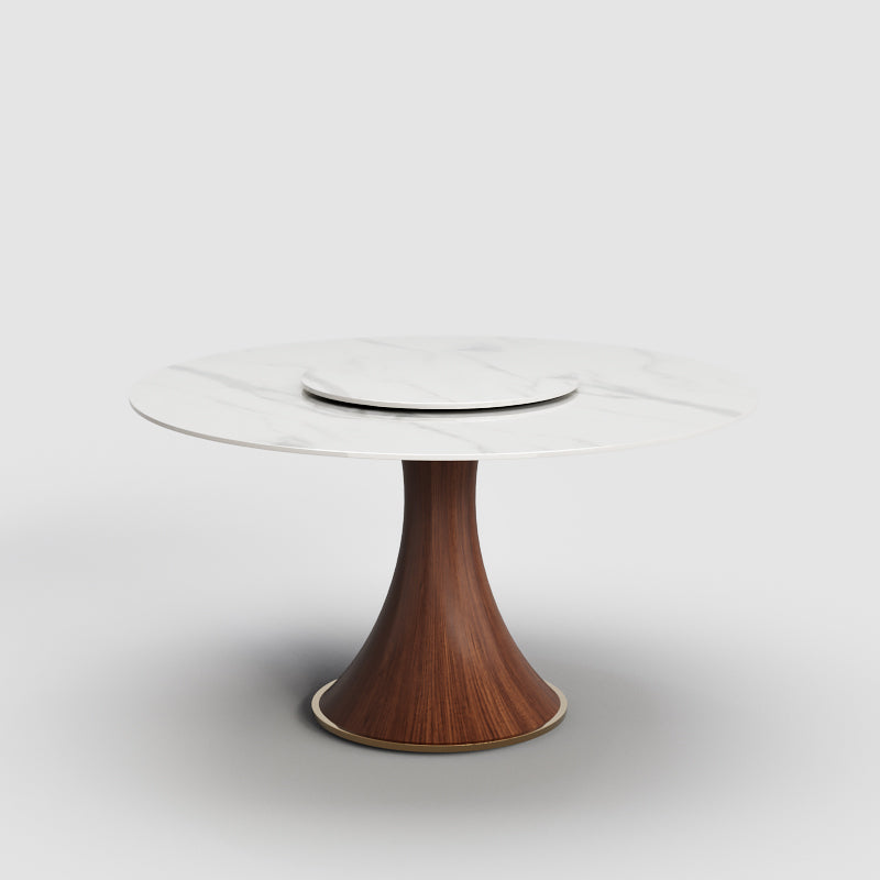 Round Dining Table Turntable Wooden Base