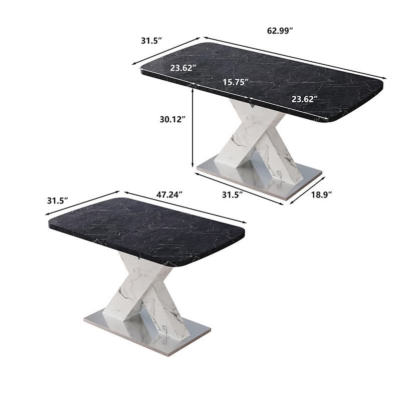 Rectangular Dining Table Stretchable Tabletop - image 2