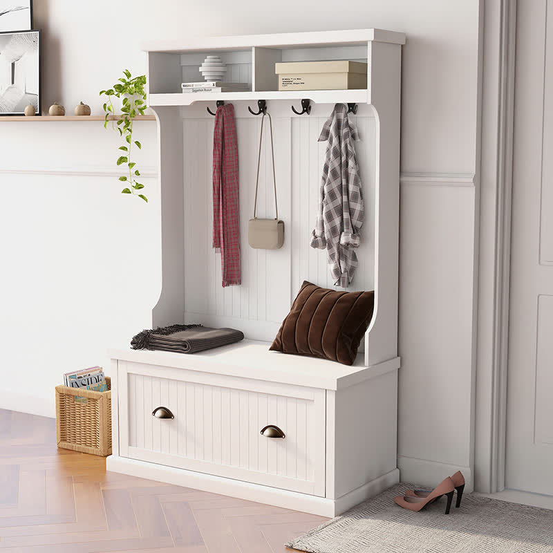 Entryway Hall Tree Coat Rack Shoe Bench