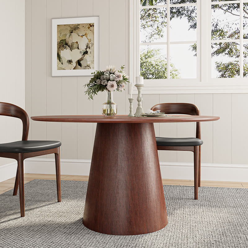 Simple Round Walnut Dining Table