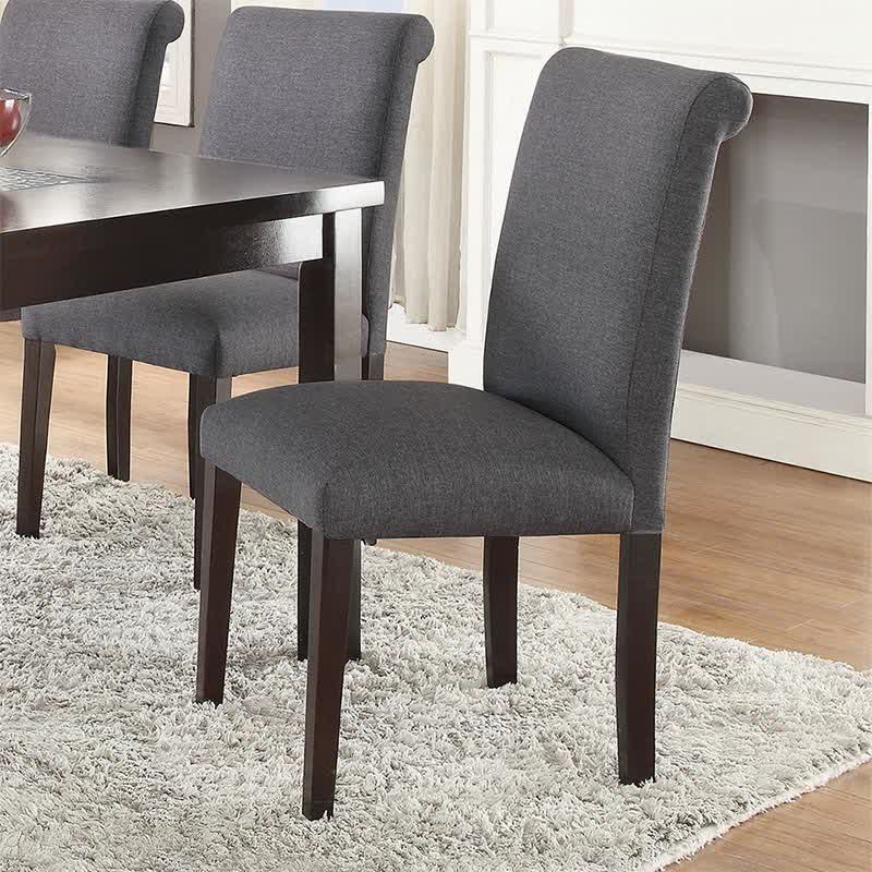 2x Fabric Dining Chairs Dark Gray