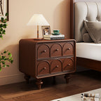 Wooden Nightstand Mid-century Bedside Table - 2x Caramel - image 0