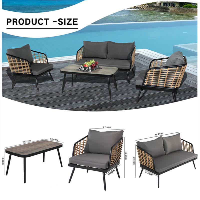 4 Seaters Patio Set Coffee Table Chairs