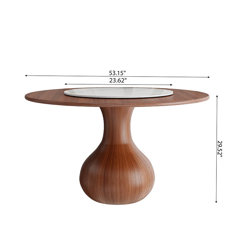 Stone Lazy Susan Wood Top Round Dining Table With Water Drop Base