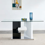 Kitchen Glass Rectangular Dining Table Artistic Base - image 0