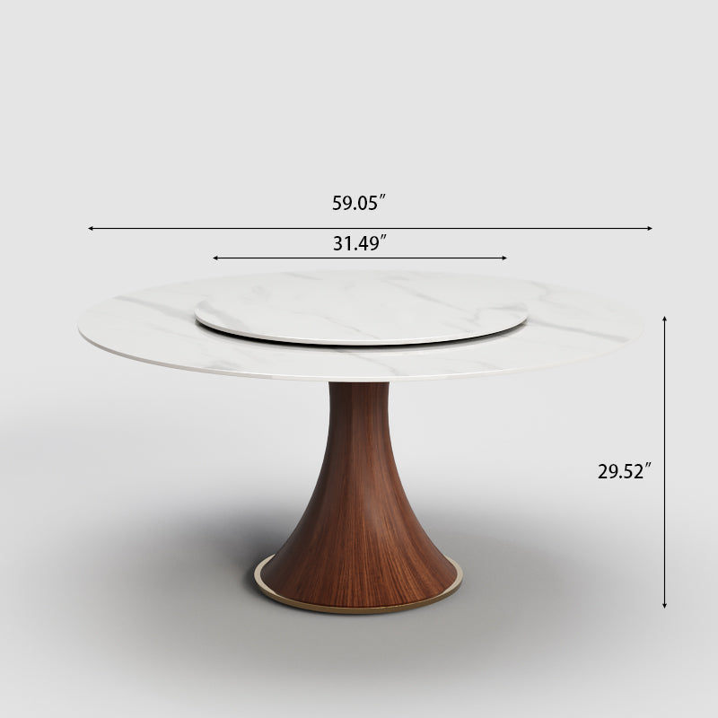 Round Dining Table Turntable Wooden Base