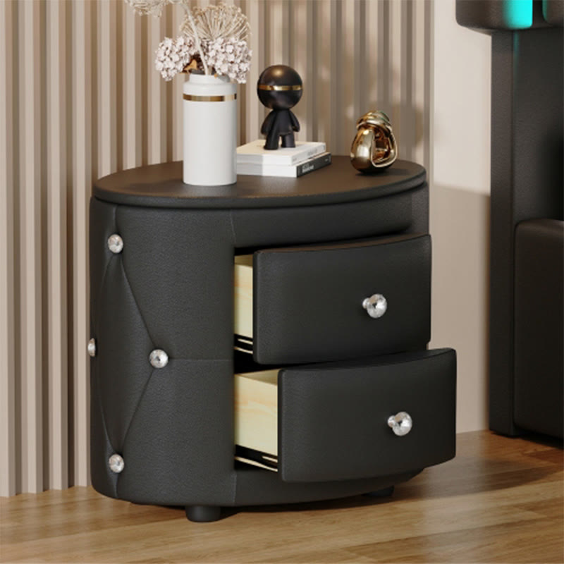 Modern Minimalist Oval Leather Nightstand