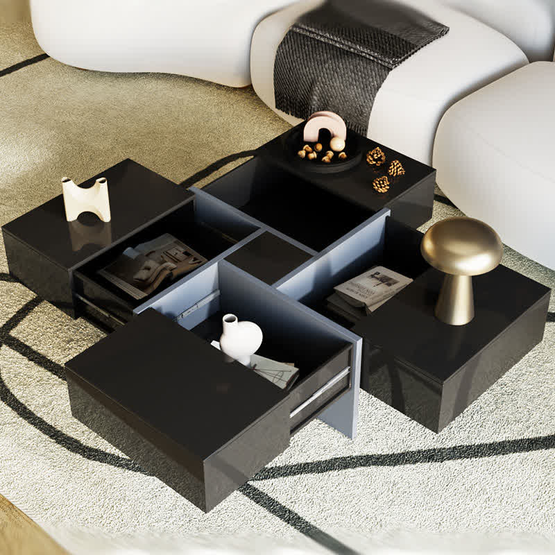 Extendable Coffee Table Square Cocktail Table - Black - image 0