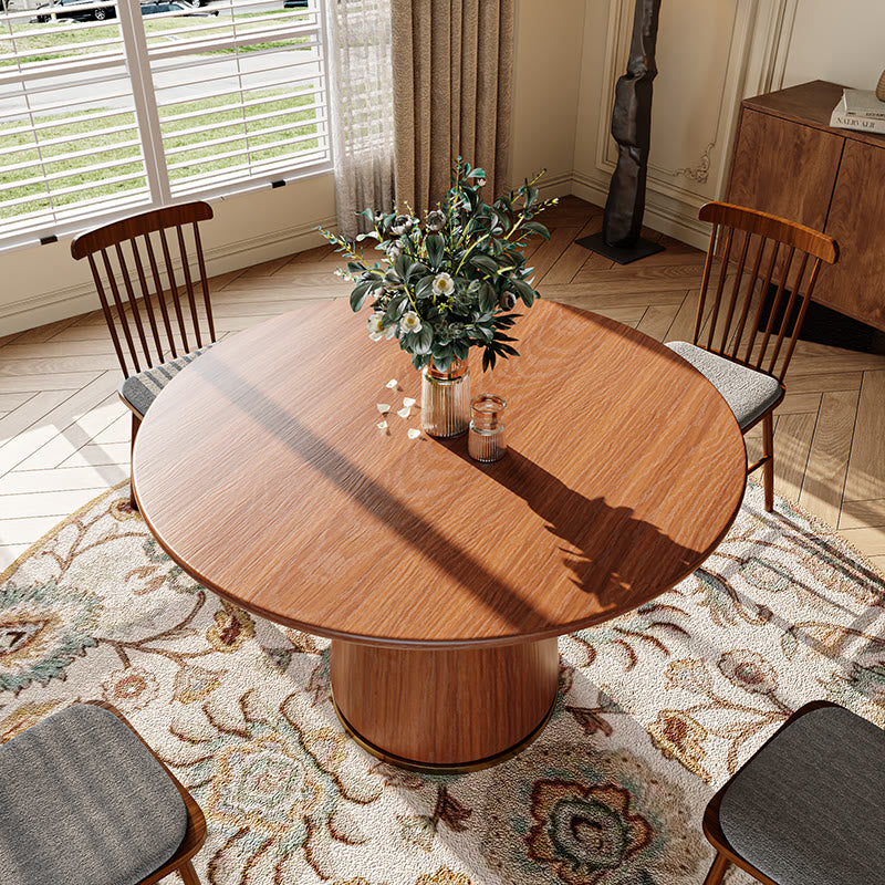 Rubber Wood Kitchen Round Dining Table With Bucket Base