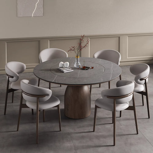 Built-in Lazy Susan Stone Dining Table - 59" Dark Grey - image 0
