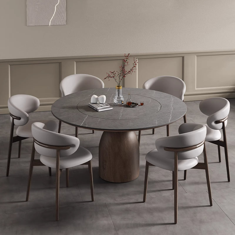 Soluna Built-in Lazy Susan Stone Dining Table - 59" Dark Grey - image 0