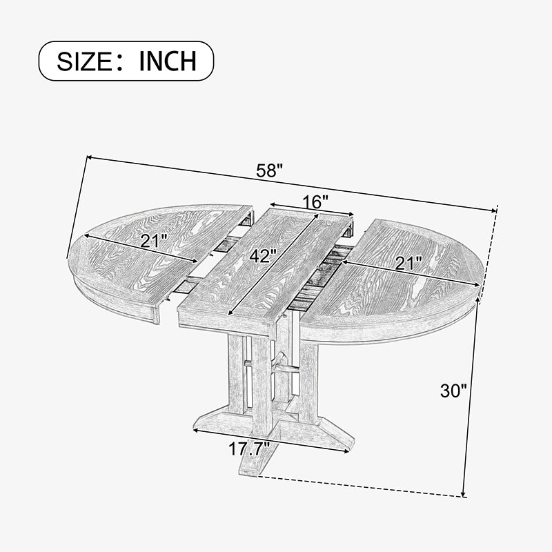 Farmhouse Extendable Round Dining Table 42"-58"