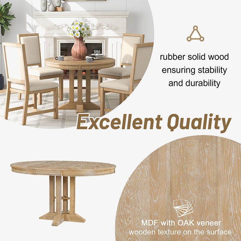 Farmhouse Extendable Round Dining Table 42"-58" - image 15