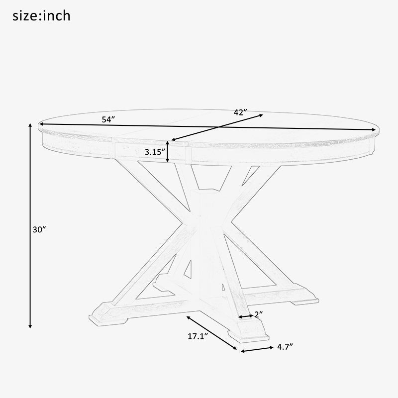 Farmhouse Extendable Round Dining Table 42"-54"