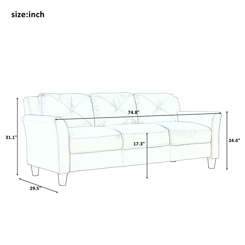 Button Tufted 3PCS Chair Loveseat Sofa Set