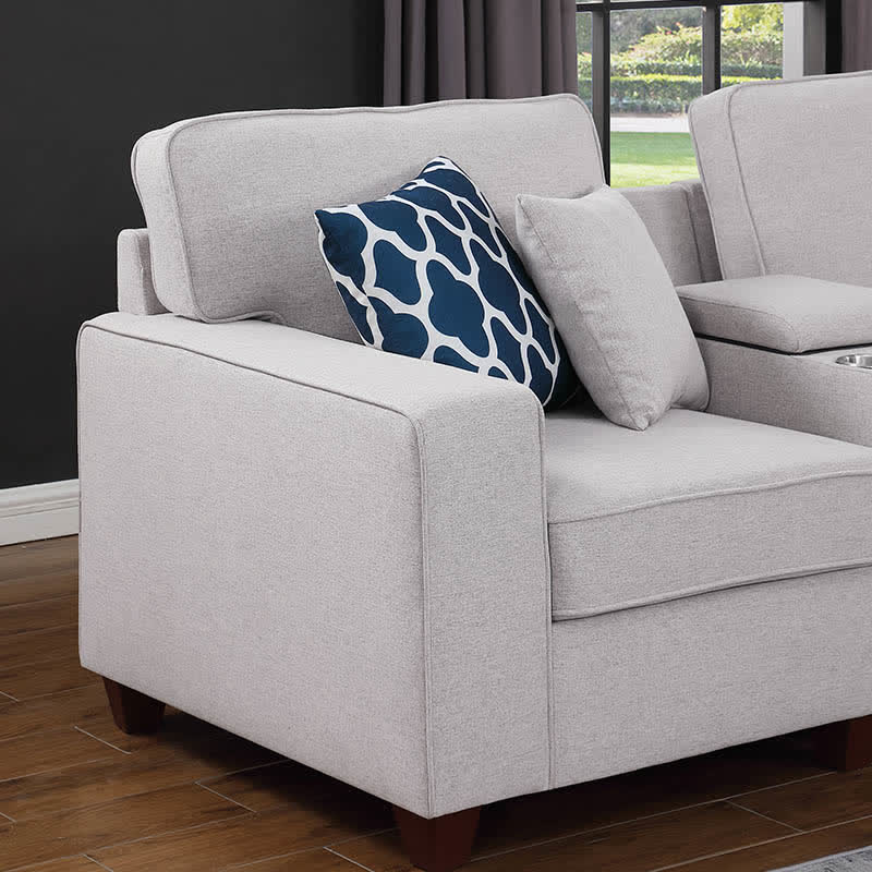 Ottoman Cup Holder Charger Sectional Sofa