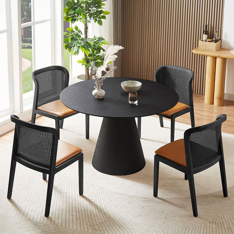47'' Round Wooden Dining Table Kitchen Cafe  - Black - image 0