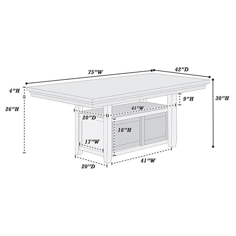 Storage Base Wooden Top Dining Table