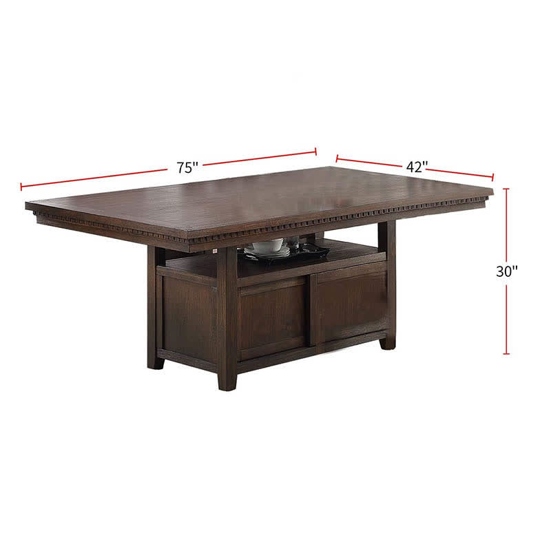 Storage Base Wooden Top Dining Table