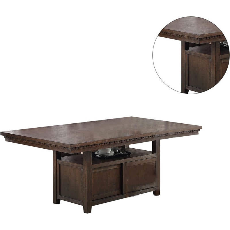 Storage Base Wooden Top Dining Table