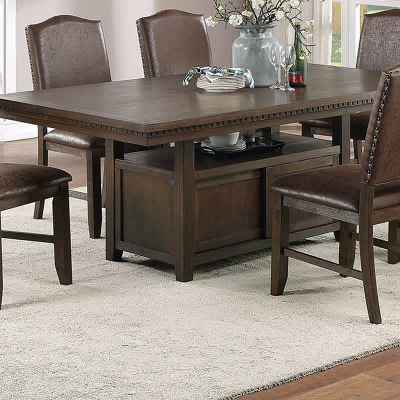 Storage Base Wooden Top Dining Table