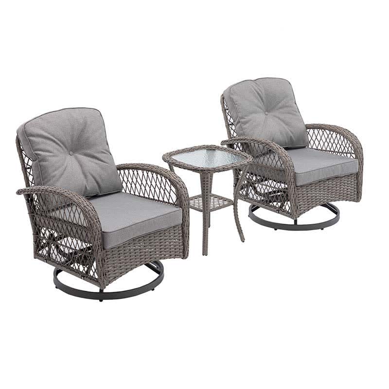 3Pcs Outdoor Table Swivel Rocker Patio Chairs