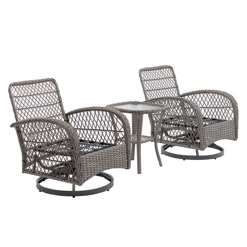 3Pcs Outdoor Table Swivel Rocker Patio Chairs