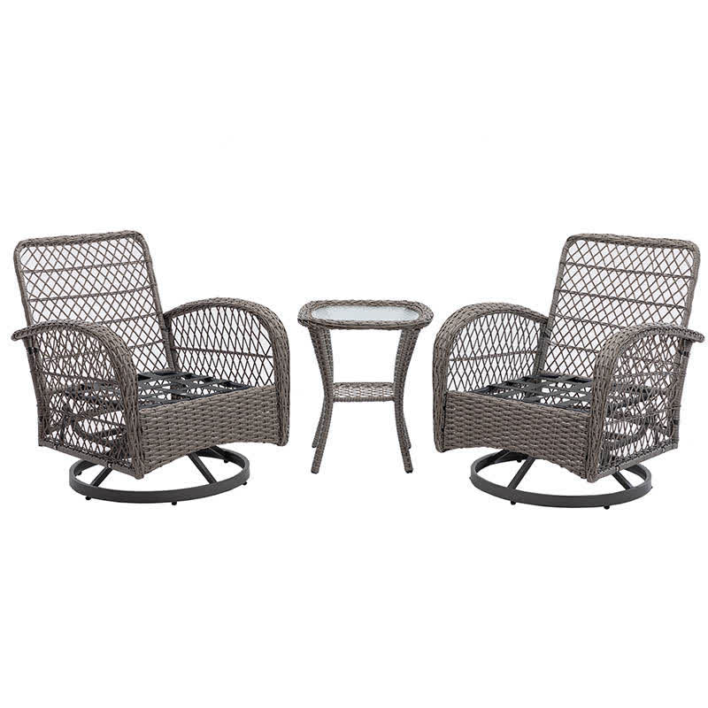 3Pcs Outdoor Table Swivel Rocker Patio Chairs