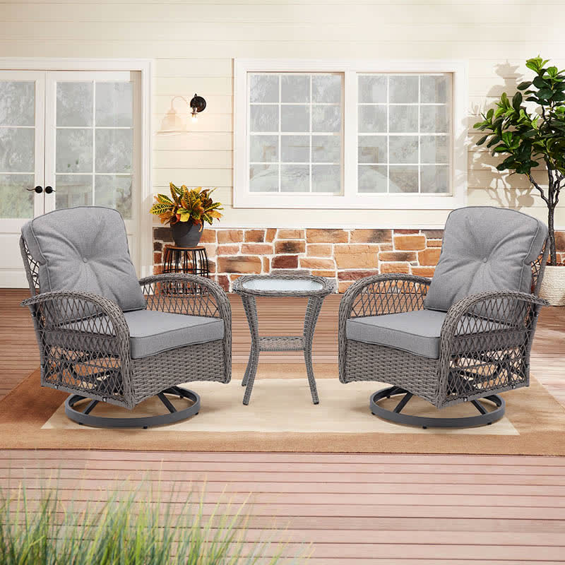 3Pcs Outdoor Table Swivel Rocker Patio Chairs