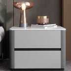 Saddle Leather Nightstand Side Table Stone Top  - image 10