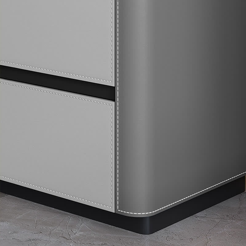 Saddle Leather Nightstand Side Table Stone Top  - image 7