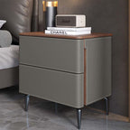 Saddle Leather Nightstand Free Standing Cabinet  - 2x Gray - image 3