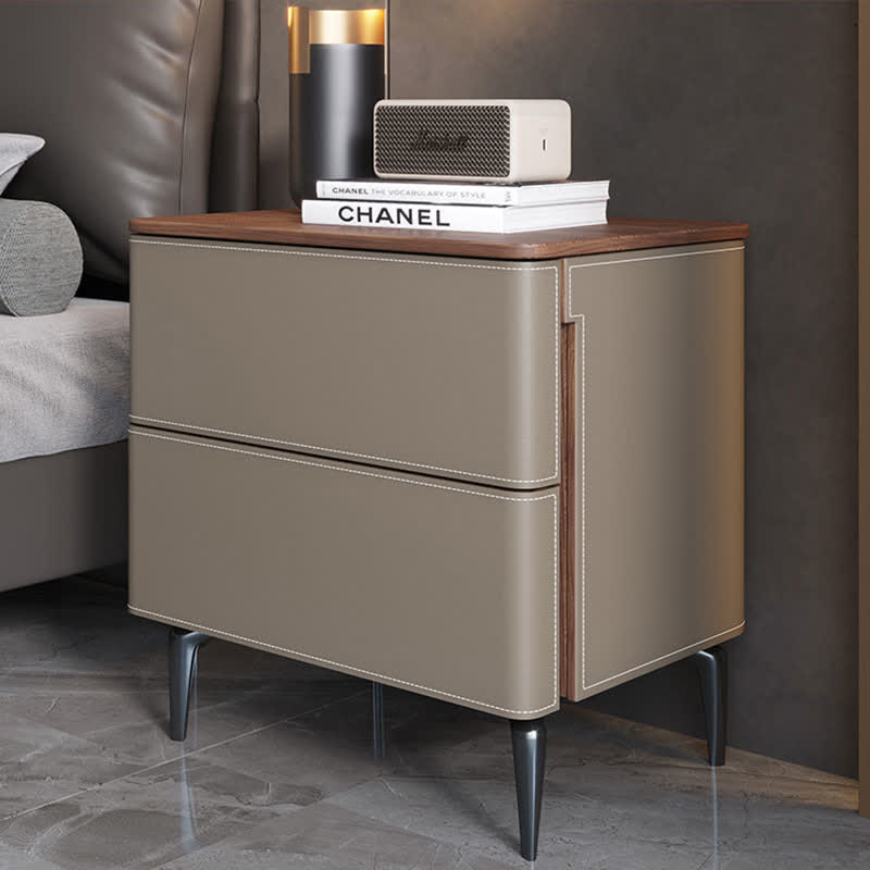Saddle Leather Nightstand Free Standing Cabinet  - image 5