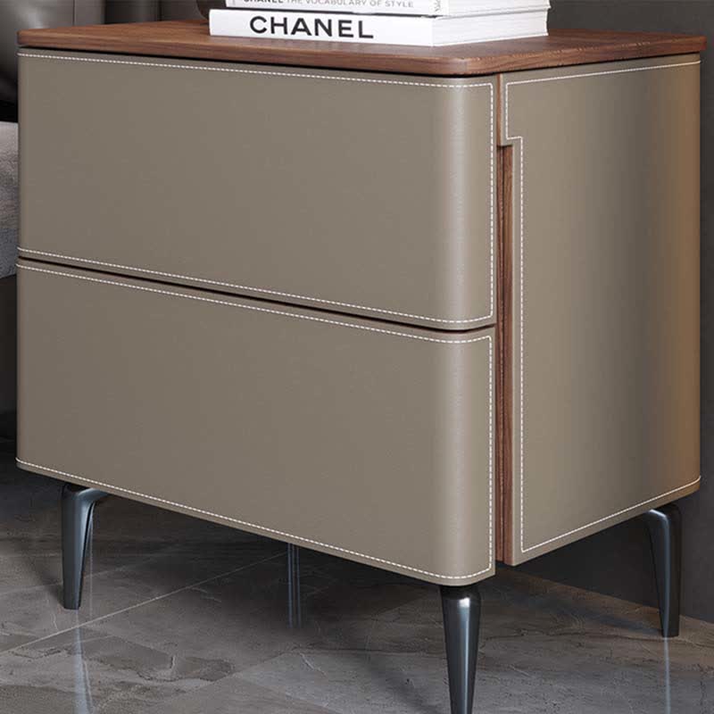Saddle Leather Nightstand Free Standing Cabinet  - image 13