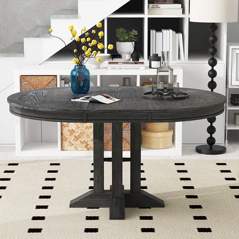 Farmhouse Extendable Round Dining Table 42"-58" - Black - image 2