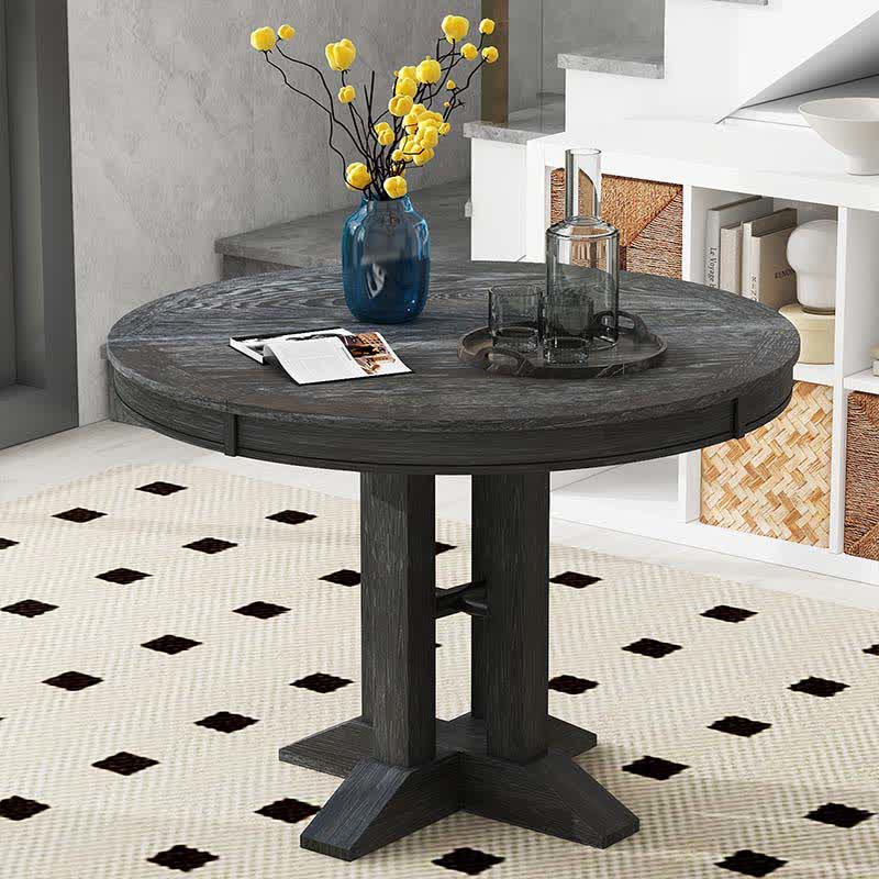 Farmhouse Extendable Round Dining Table 42"-58"