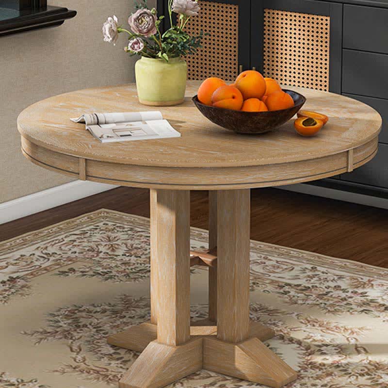 Farmhouse Extendable Round Dining Table 42"-58"