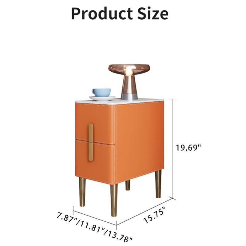 Saddle Leather Orange Gray Side Table Bathroom Bedroom