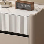 Saddle Leather Side Table Stone Top - image 12