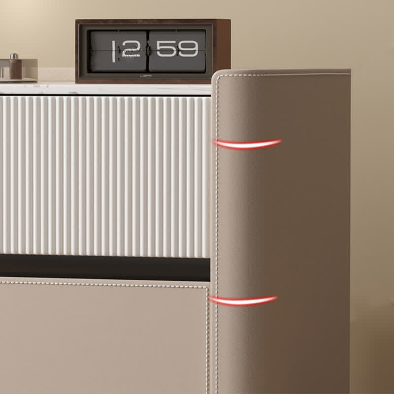 Saddle Leather Side Table Stone Top - image 7
