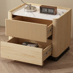 Saddle Leather Side Table Stone Top - image 9