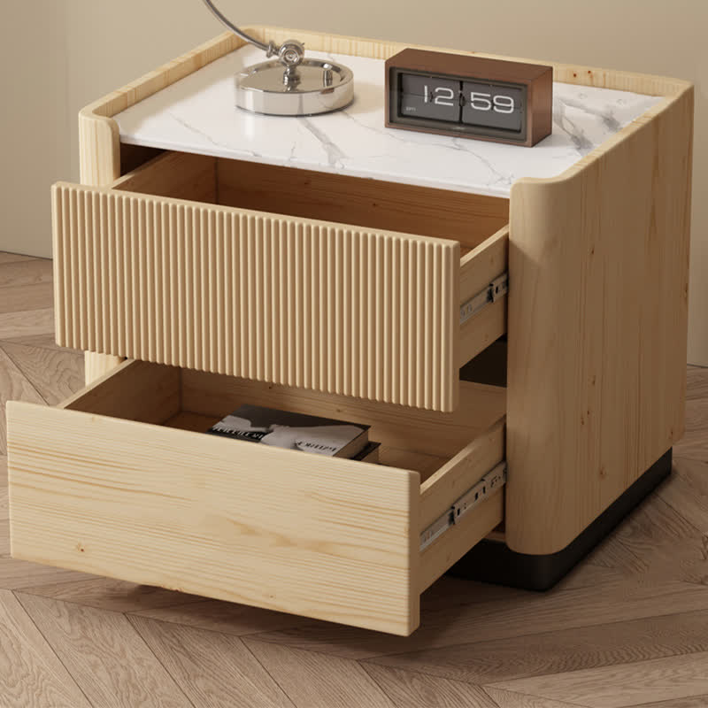 Saddle Leather Side Table Stone Top - image 9