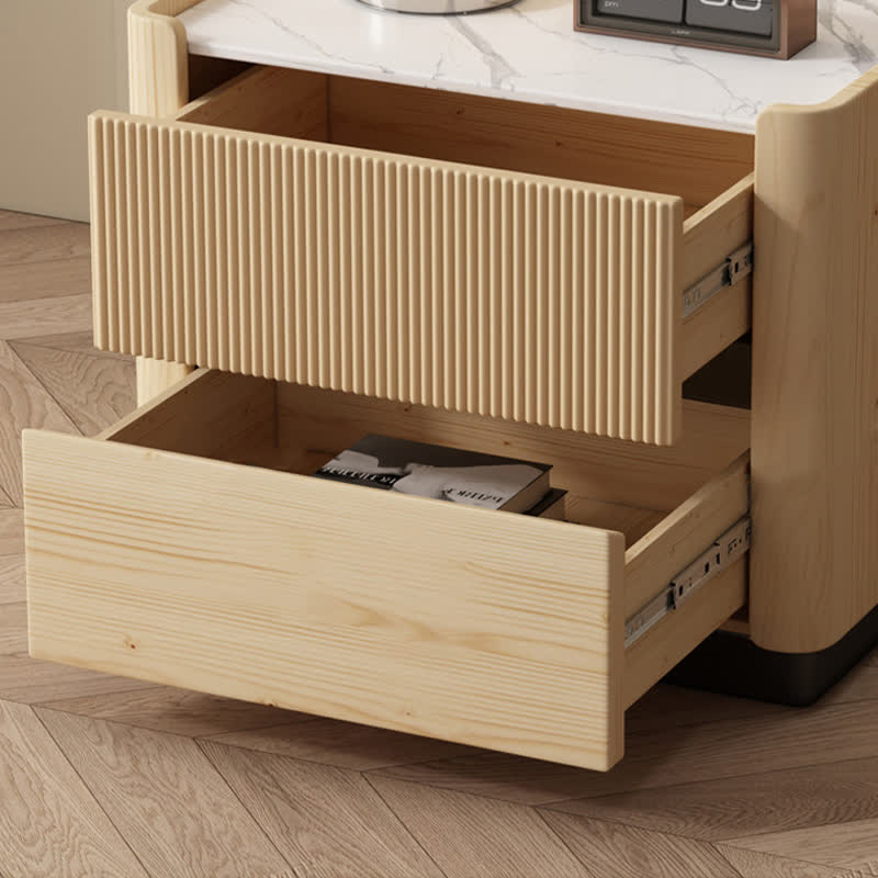 Saddle Leather Side Table Stone Top - image 8