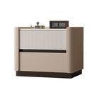 Saddle Leather Side Table Stone Top - image 1